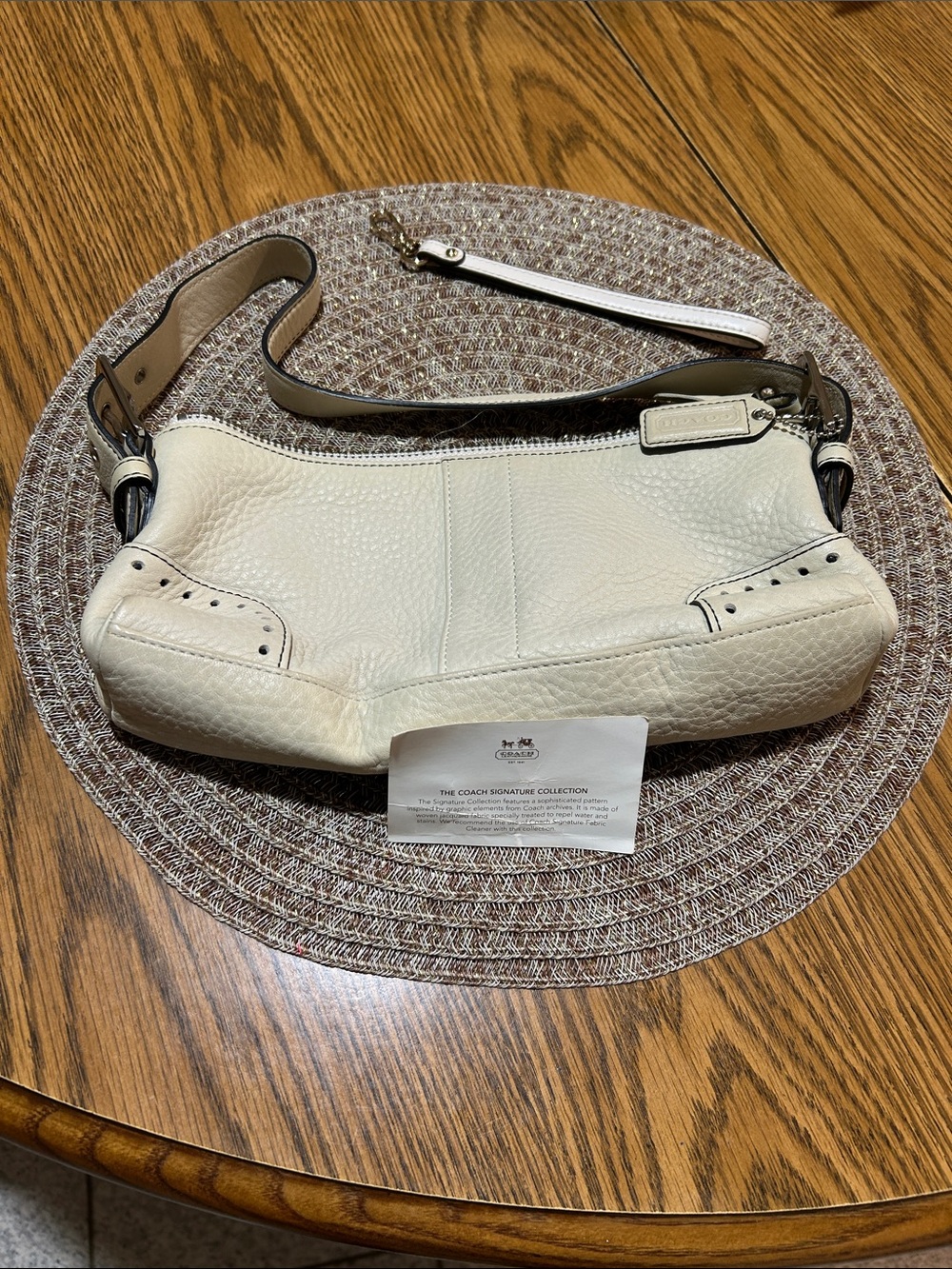 Coach Cream Pebbled Leather Shoulder Bag